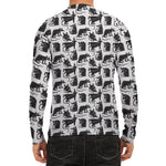 Black And White Rat Pattern Print Men's Long Sleeve Rash Guard