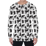 Black And White Rat Pattern Print Men's Long Sleeve T-Shirt