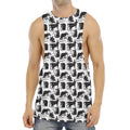Black And White Rat Pattern Print Men's Muscle Tank Top