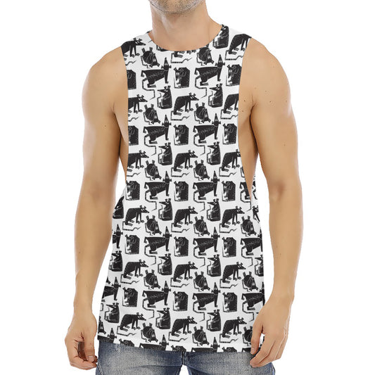 Black And White Rat Pattern Print Men's Muscle Tank Top