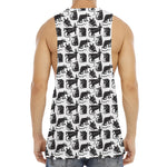 Black And White Rat Pattern Print Men's Muscle Tank Top