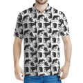 Black And White Rat Pattern Print Men's Polo Shirt