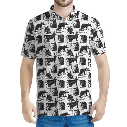 Black And White Rat Pattern Print Men's Polo Shirt