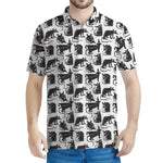 Black And White Rat Pattern Print Men's Polo Shirt