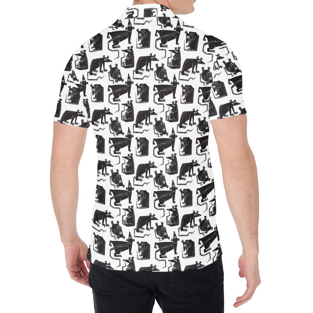 Black And White Rat Pattern Print Men's Shirt