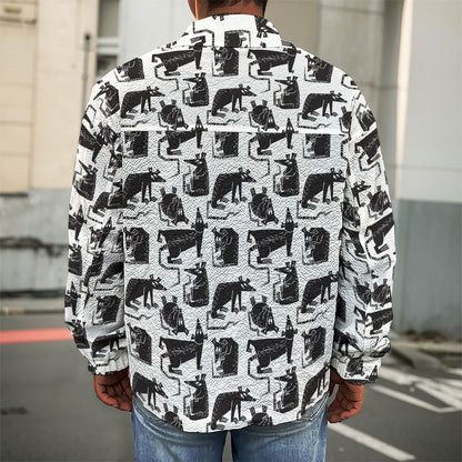 Black And White Rat Pattern Print Men's Shirt Jacket