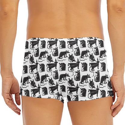 Black And White Rat Pattern Print Men's Short Boxer Briefs