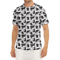 Black And White Rat Pattern Print Men's Short Sleeve Rash Guard