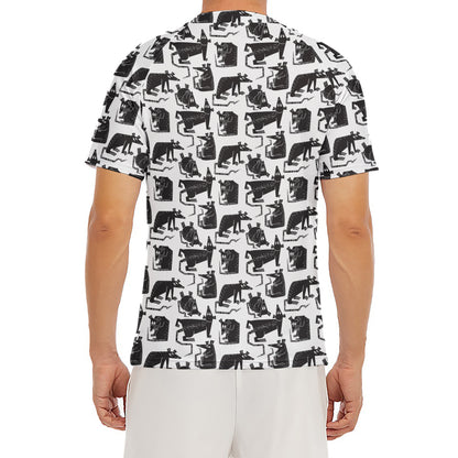 Black And White Rat Pattern Print Men's Short Sleeve Rash Guard