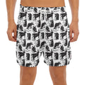 Black And White Rat Pattern Print Men's Split Running Shorts