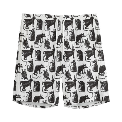 Black And White Rat Pattern Print Men's Sports Shorts