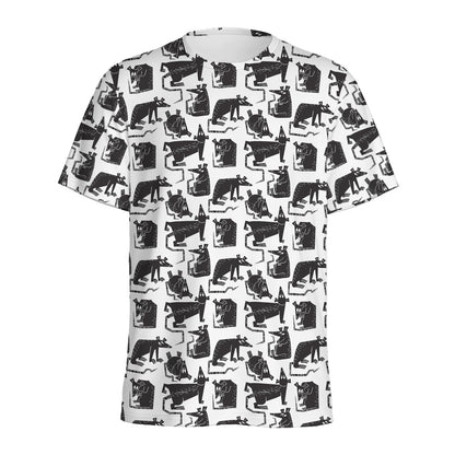 Black And White Rat Pattern Print Men's Sports T-Shirt