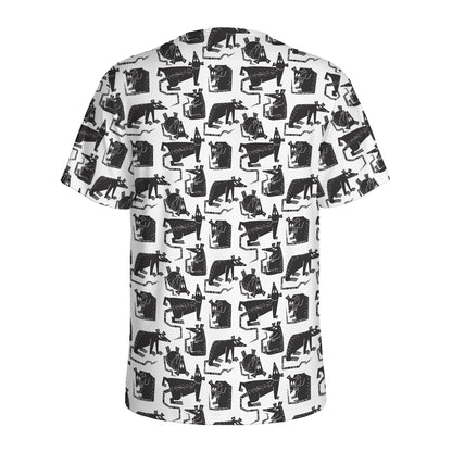 Black And White Rat Pattern Print Men's Sports T-Shirt