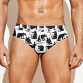 Black And White Rat Pattern Print Men's Swim Briefs
