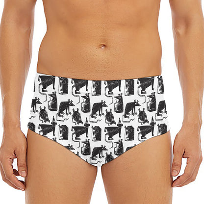Black And White Rat Pattern Print Men's Triangle Swim Briefs