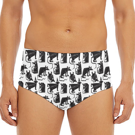 Black And White Rat Pattern Print Men's Triangle Swim Briefs