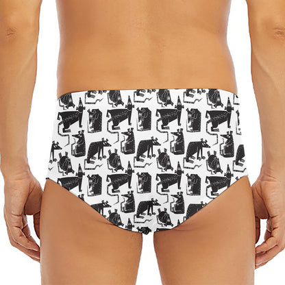 Black And White Rat Pattern Print Men's Triangle Swim Briefs
