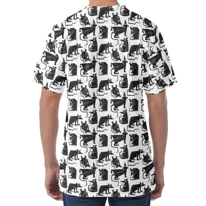 Black And White Rat Pattern Print Men's Velvet T-Shirt