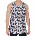 Black And White Rat Pattern Print Men's Velvet Tank Top