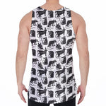 Black And White Rat Pattern Print Men's Velvet Tank Top