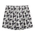 Black And White Rat Pattern Print Mesh Shorts