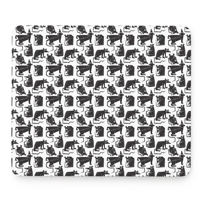 Black And White Rat Pattern Print Mouse Pad