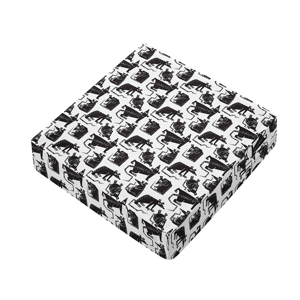 Black And White Rat Pattern Print Outdoor Seat Cushion Cover