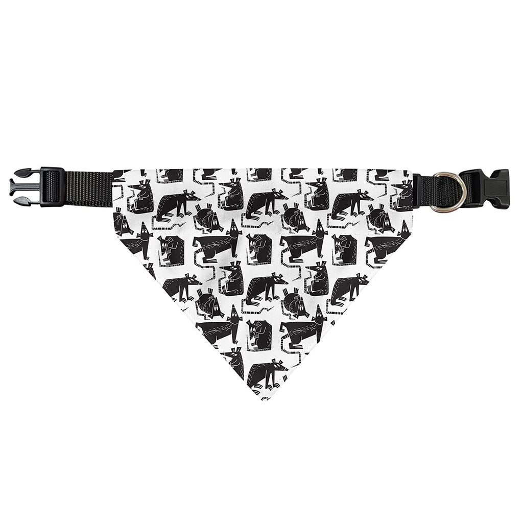 Black And White Rat Pattern Print Over The Collar Dog Bandana
