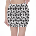 Black And White Rat Pattern Print Pencil Mini Skirt