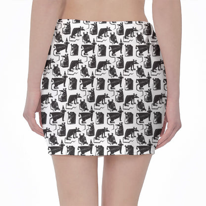 Black And White Rat Pattern Print Pencil Mini Skirt