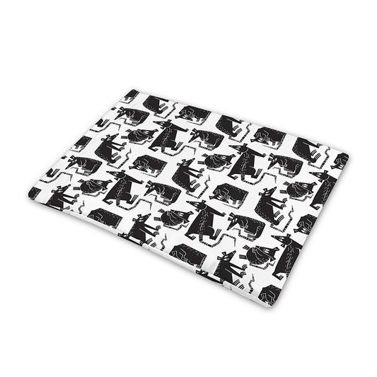 Black And White Rat Pattern Print Pet Cooling Mat Cover