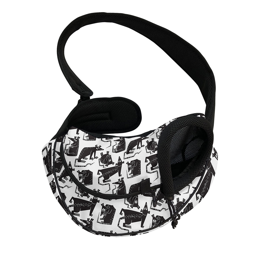 Black And White Rat Pattern Print Pet Sling Carrier