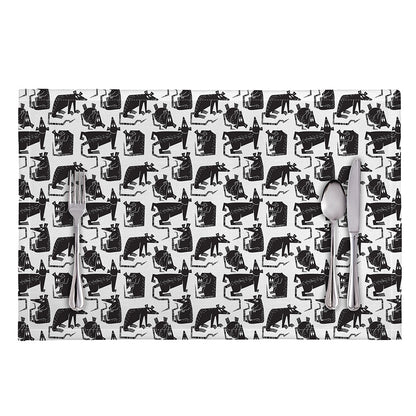Black And White Rat Pattern Print Placemat