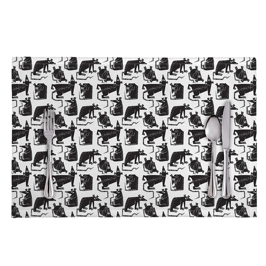 Black And White Rat Pattern Print Placemat