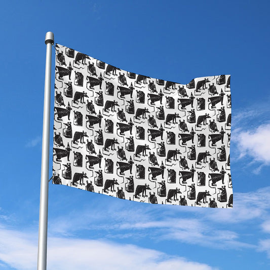 Black And White Rat Pattern Print Polyester Flag