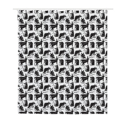 Black And White Rat Pattern Print Polyester Shower Curtain