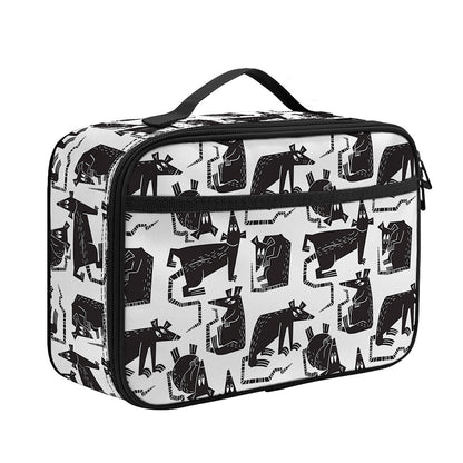 Black And White Rat Pattern Print Portable Lunch Bag