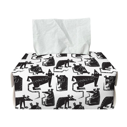 Black And White Rat Pattern Print Rectangle Tissue Box Cover