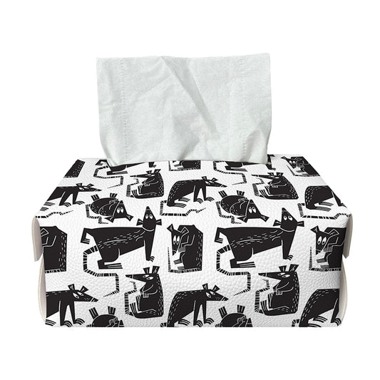Black And White Rat Pattern Print Rectangle Tissue Box Cover