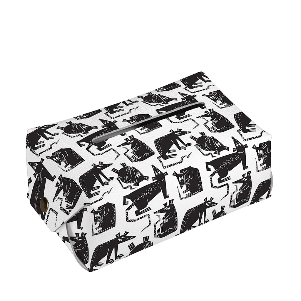 Black And White Rat Pattern Print Rectangle Tissue Box Cover