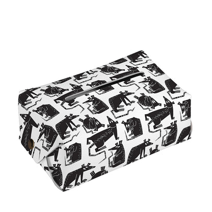 Black And White Rat Pattern Print Rectangle Tissue Box Cover