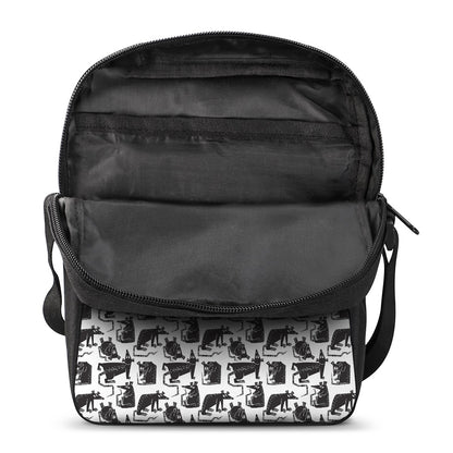 Black And White Rat Pattern Print Rectangular Crossbody Bag