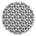 Black And White Rat Pattern Print Round Blanket