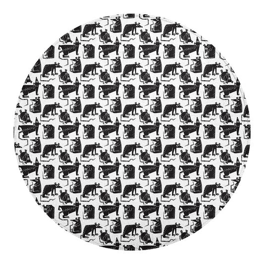 Black And White Rat Pattern Print Round Blanket