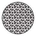 Black And White Rat Pattern Print Round Floor Mat