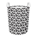 Black And White Rat Pattern Print Round Laundry Basket