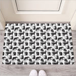Black And White Rat Pattern Print Rubber Doormat
