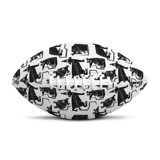 Black And White Rat Pattern Print Rugby Ball