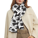 Black And White Rat Pattern Print Scarf
