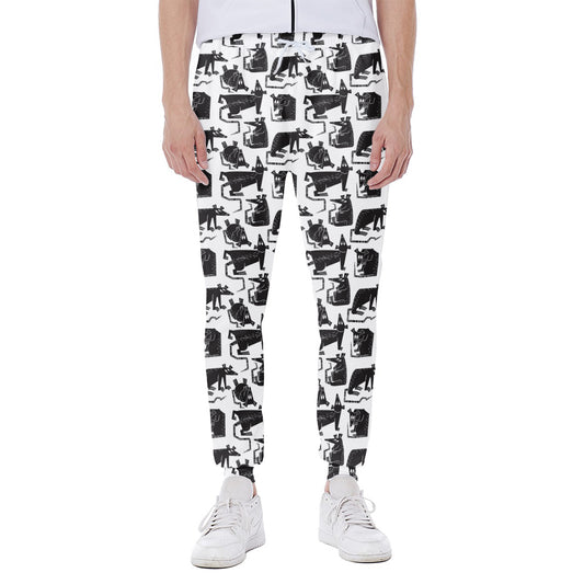 Black And White Rat Pattern Print Scuba Joggers